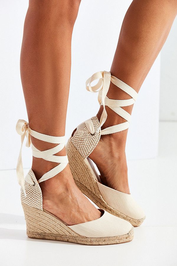 Linen Espadrille Tall Wedge Sandal